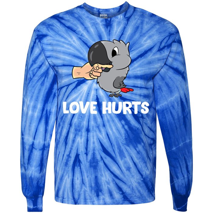 Love Hurts African Grey Parrot Love African Grey Parrots Meaningful Gift Tie-Dye Long Sleeve Shirt