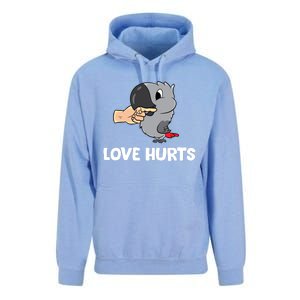 Love Hurts African Grey Parrot Love African Grey Parrots Meaningful Gift Unisex Surf Hoodie