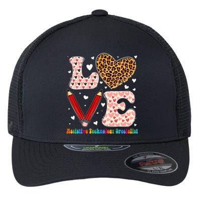 Love Heart Assistive Technology Specialist Valentines Day Gift Flexfit Unipanel Trucker Cap