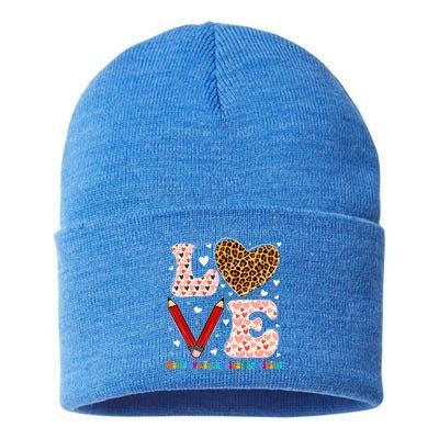 Love Heart Assistive Technology Specialist Valentines Day Gift Sustainable Knit Beanie