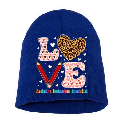 Love Heart Assistive Technology Specialist Valentines Day Gift Short Acrylic Beanie