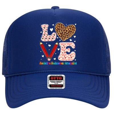 Love Heart Assistive Technology Specialist Valentines Day Gift High Crown Mesh Back Trucker Hat