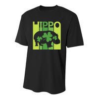 Lucky Hippo Animal St Patrick's Day Irish Gift Youth Performance Sprint T-Shirt