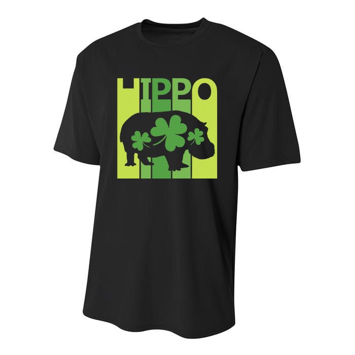 Lucky Hippo Animal St Patrick's Day Irish Gift Youth Performance Sprint T-Shirt