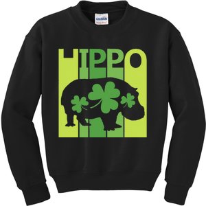 Lucky Hippo Animal St Patrick's Day Irish Gift Kids Sweatshirt