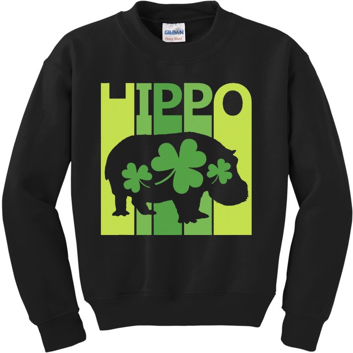 Lucky Hippo Animal St Patrick's Day Irish Gift Kids Sweatshirt