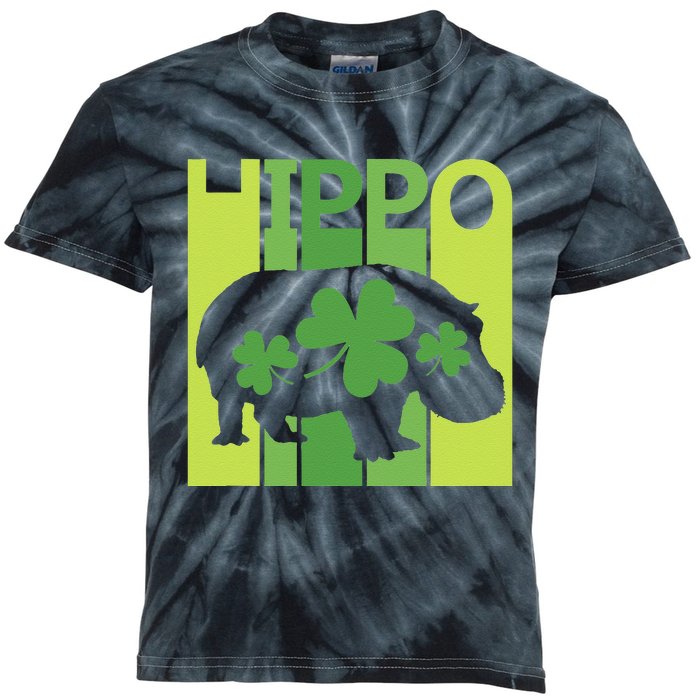 Lucky Hippo Animal St Patrick's Day Irish Gift Kids Tie-Dye T-Shirt