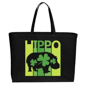 Lucky Hippo Animal St Patrick's Day Irish Gift Cotton Canvas Jumbo Tote