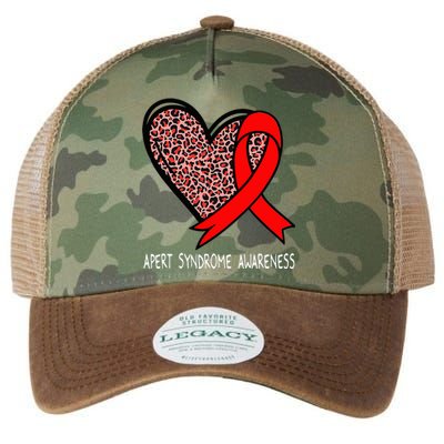 Leopard Heart Apert Syndrome Awareness Red Ribbon Legacy Tie Dye Trucker Hat