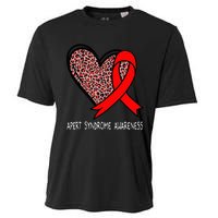 Leopard Heart Apert Syndrome Awareness Red Ribbon Cooling Performance Crew T-Shirt