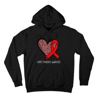 Leopard Heart Apert Syndrome Awareness Red Ribbon Hoodie