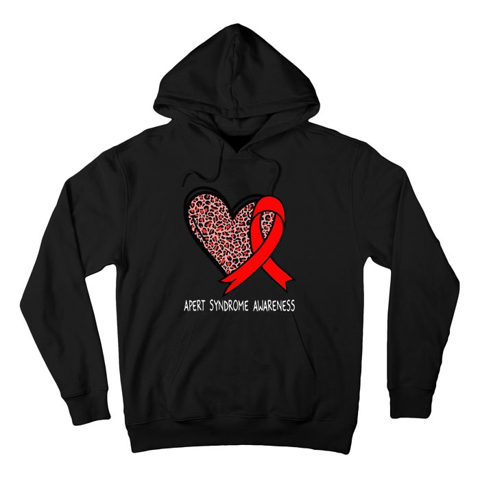 Leopard Heart Apert Syndrome Awareness Red Ribbon Hoodie