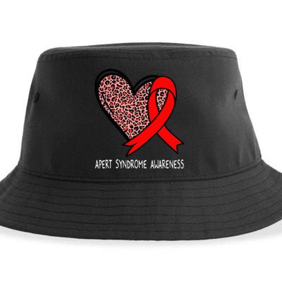 Leopard Heart Apert Syndrome Awareness Red Ribbon Sustainable Bucket Hat