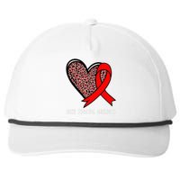 Leopard Heart Apert Syndrome Awareness Red Ribbon Snapback Five-Panel Rope Hat