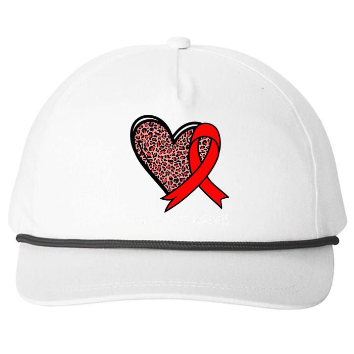 Leopard Heart Apert Syndrome Awareness Red Ribbon Snapback Five-Panel Rope Hat