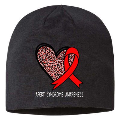 Leopard Heart Apert Syndrome Awareness Red Ribbon Sustainable Beanie