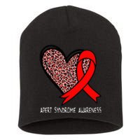 Leopard Heart Apert Syndrome Awareness Red Ribbon Short Acrylic Beanie