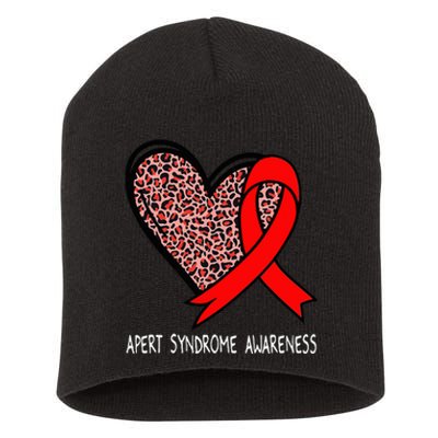 Leopard Heart Apert Syndrome Awareness Red Ribbon Short Acrylic Beanie