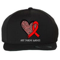 Leopard Heart Apert Syndrome Awareness Red Ribbon Wool Snapback Cap