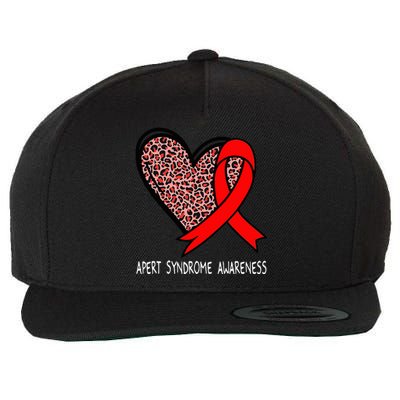 Leopard Heart Apert Syndrome Awareness Red Ribbon Wool Snapback Cap