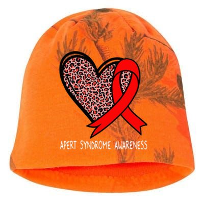 Leopard Heart Apert Syndrome Awareness Red Ribbon Kati - Camo Knit Beanie