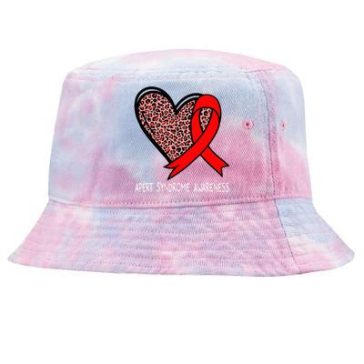 Leopard Heart Apert Syndrome Awareness Red Ribbon Tie-Dyed Bucket Hat