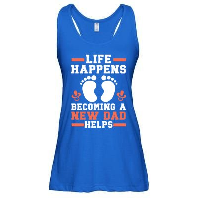 Life Happens Becoming A New Dad Helps Fatherhood Daddy Cool Gift Ladies Essential Flowy Tank