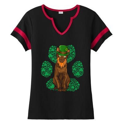 Leprechaun Havana Brown St Patricks Day Shamrock Paw Gift Ladies Halftime Notch Neck Tee