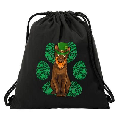 Leprechaun Havana Brown St Patricks Day Shamrock Paw Gift Drawstring Bag