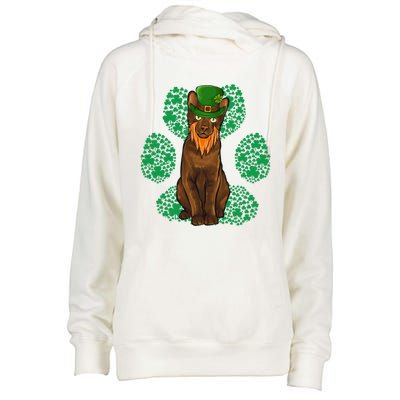 Leprechaun Havana Brown St Patricks Day Shamrock Paw Gift Womens Funnel Neck Pullover Hood