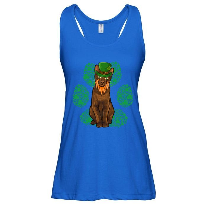 Leprechaun Havana Brown St Patricks Day Shamrock Paw Gift Ladies Essential Flowy Tank