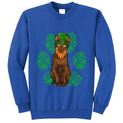 Leprechaun Havana Brown St Patricks Day Shamrock Paw Gift Tall Sweatshirt