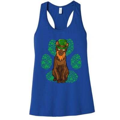 Leprechaun Havana Brown St Patricks Day Shamrock Paw Gift Women's Racerback Tank