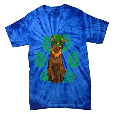 Leprechaun Havana Brown St Patricks Day Shamrock Paw Gift Tie-Dye T-Shirt