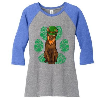 Leprechaun Havana Brown St Patricks Day Shamrock Paw Gift Women's Tri-Blend 3/4-Sleeve Raglan Shirt