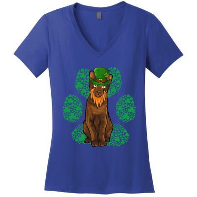 Leprechaun Havana Brown St Patricks Day Shamrock Paw Gift Women's V-Neck T-Shirt