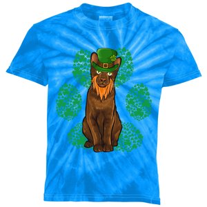 Leprechaun Havana Brown St Patricks Day Shamrock Paw Gift Kids Tie-Dye T-Shirt