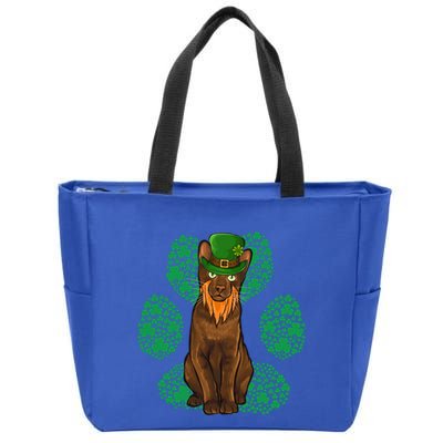 Leprechaun Havana Brown St Patricks Day Shamrock Paw Gift Zip Tote Bag