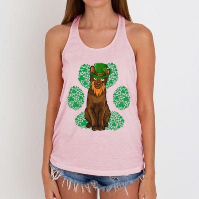 Leprechaun Havana Brown St Patricks Day Shamrock Paw Gift Women's Knotted Racerback Tank