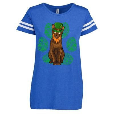 Leprechaun Havana Brown St Patricks Day Shamrock Paw Gift Enza Ladies Jersey Football T-Shirt