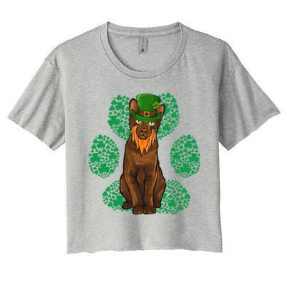 Leprechaun Havana Brown St Patricks Day Shamrock Paw Gift Women's Crop Top Tee