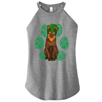 Leprechaun Havana Brown St Patricks Day Shamrock Paw Gift Women’s Perfect Tri Rocker Tank