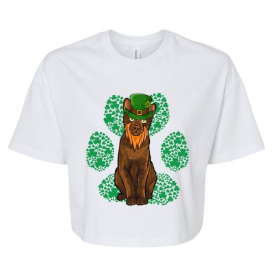 Leprechaun Havana Brown St Patricks Day Shamrock Paw Gift Bella+Canvas Jersey Crop Tee