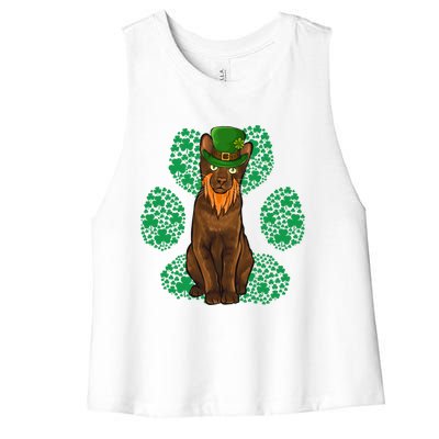 Leprechaun Havana Brown St Patricks Day Shamrock Paw Gift Women's Racerback Cropped Tank