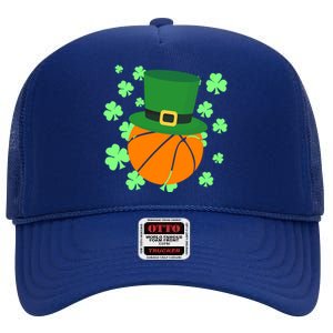 Leprechaun Hat Basketball St Patricks Day Meaningful Gift High Crown Mesh Back Trucker Hat