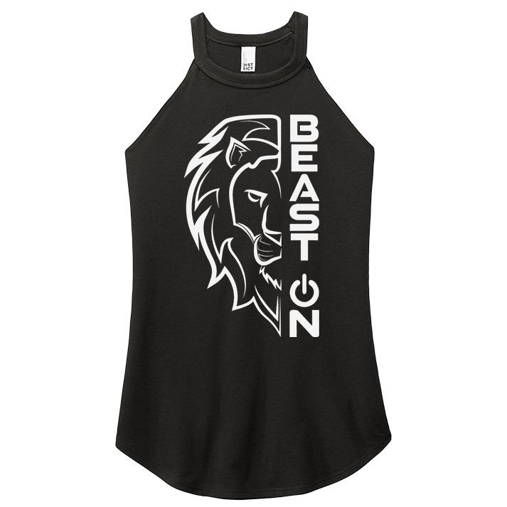 Lion Head Beast On Gym Workout Bodybuilding Fitness Training  Women's Perfect Tri Rocker Tank