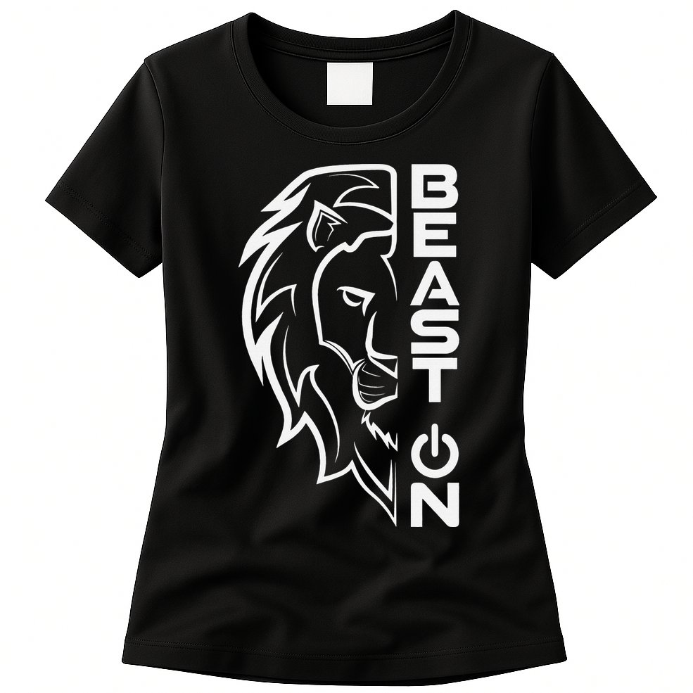 Lion Head Beast On Gym Workout Bodybuilding Fitness Training  Womens T-Shirt
