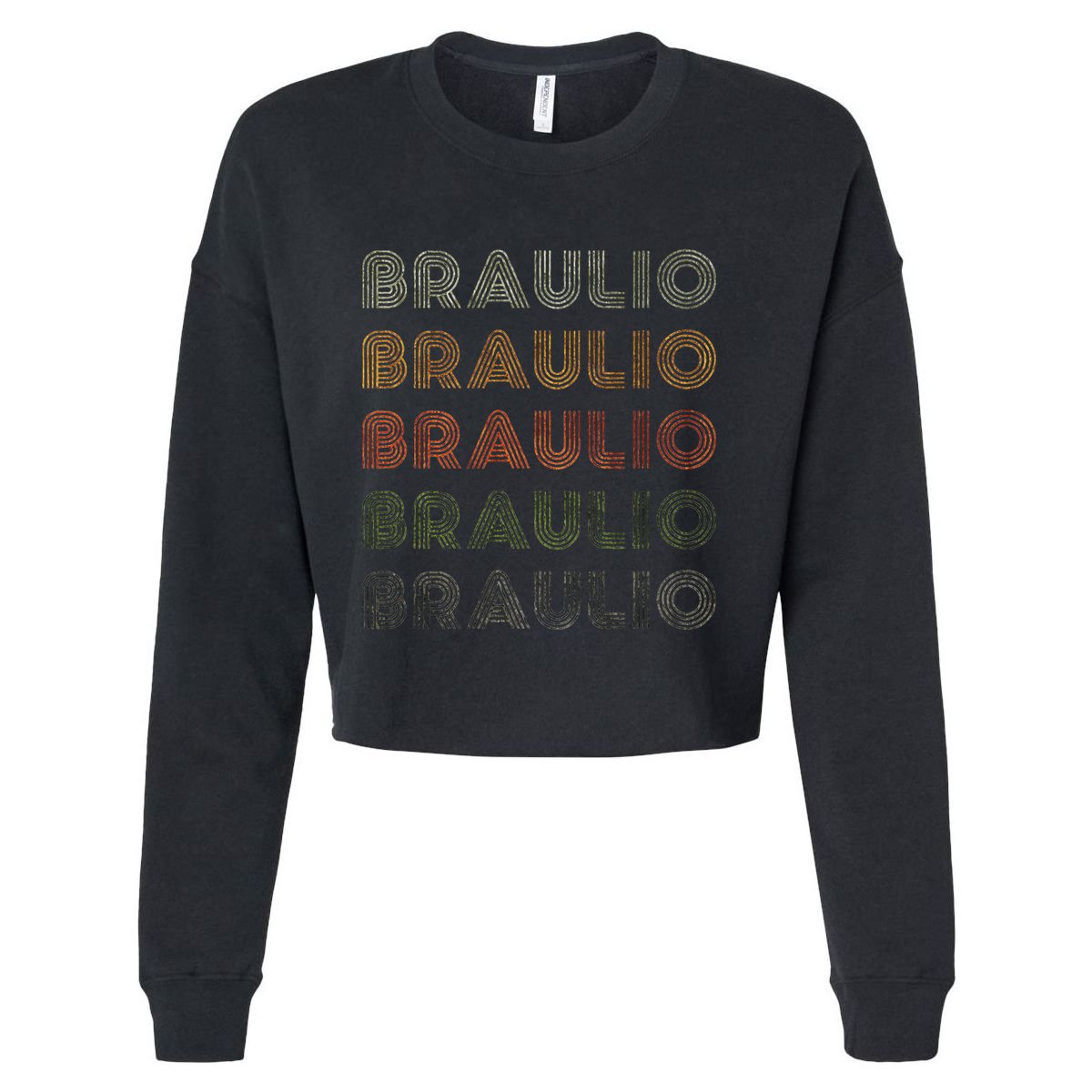Love Heart Braulio Grunge Vintage Style Black Braulio Cropped Pullover Crew
