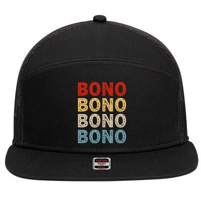 Love Heart Bono Grunge Vintage Style Black Bono 7 Panel Mesh Trucker Snapback Hat