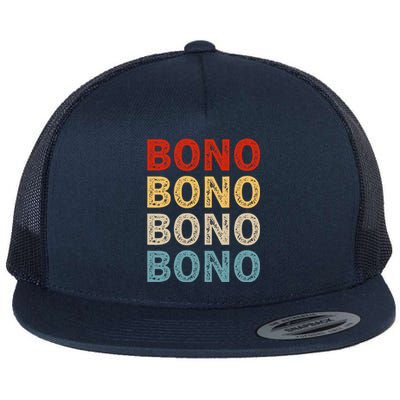 Love Heart Bono Grunge Vintage Style Black Bono Flat Bill Trucker Hat